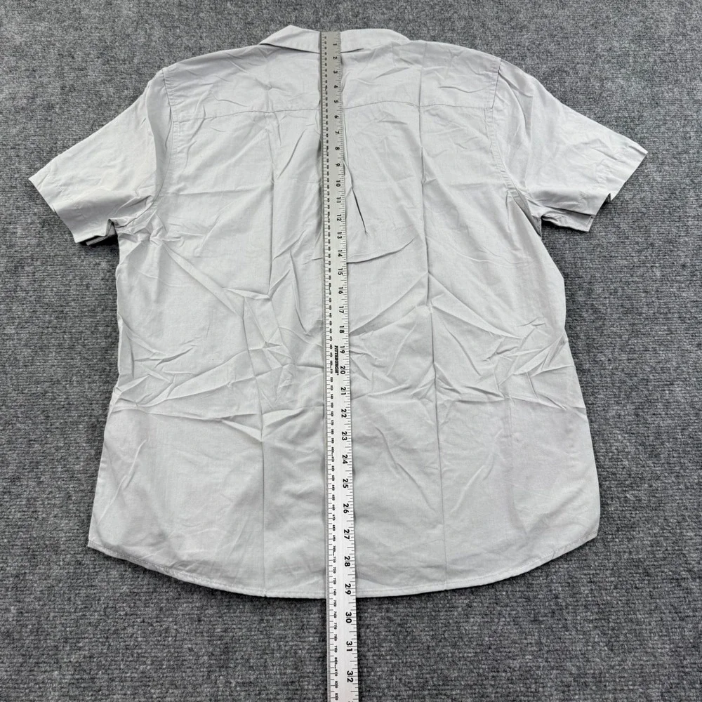 Forever 21 Button Down‎ Shirt Medium Gray Short Sleeve Cotton Blend Mens